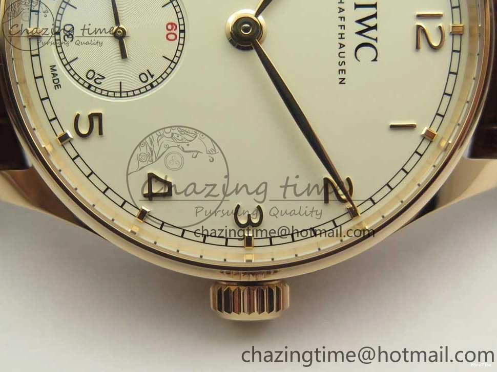 MIROTIME 0501 Portuguese Tourbillon IW5463 RG ZF Best Edition White Dial on Brown Leather Strap Stylish 7174